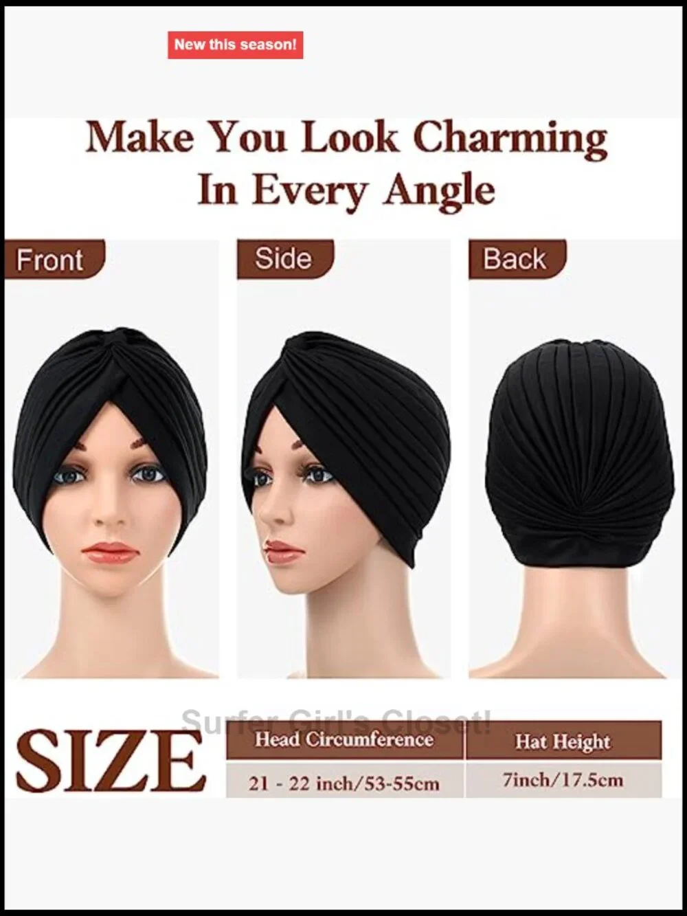 6 Pack Stretchy Beanie Turbans Pre Tied Knot Chemo Head Wraps Soft Sleep Hats